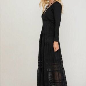 Free People Black Long Sleeve Maxi Dress
